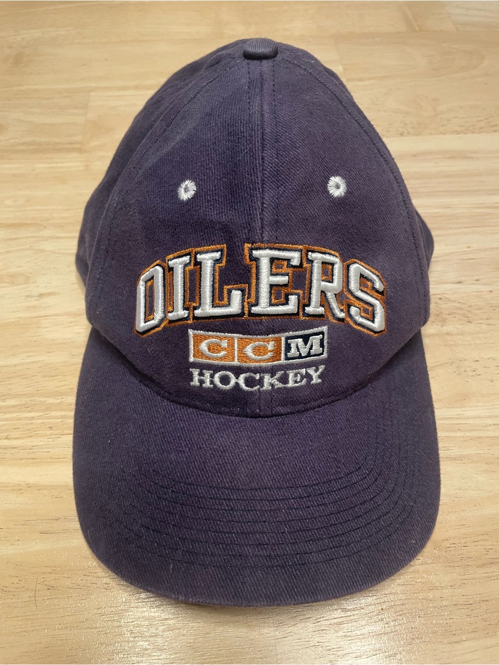 Vintage CCM NHL Edmonton Oilers Navy Hockey Embroidered Cap